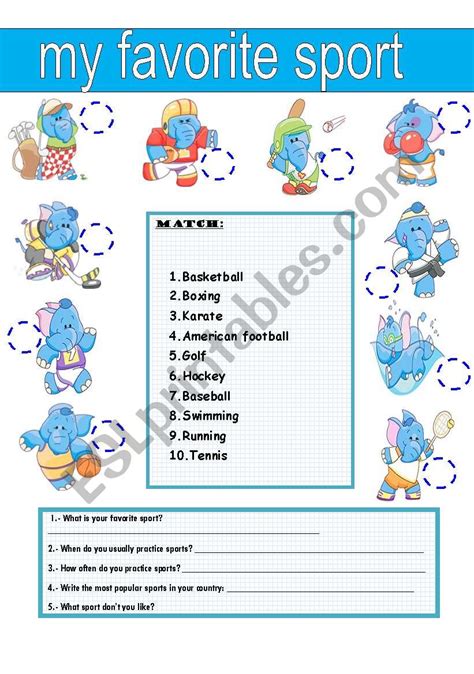 MY FAVORITE SPORT - ESL worksheet by JulietaVL