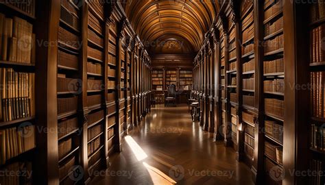 classic library hallway  stock photo  vecteezy