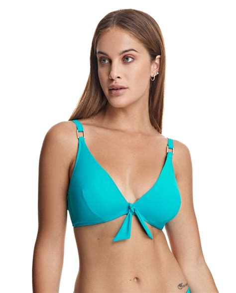 Top Bikini Escotado Con Aros Milos Turquesa Bikini Bikini