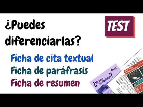 Test Distingues Las Fichas De Cita Textual Las Fichas De Par Frasis