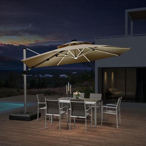 Purple Leaf Ft Octagon Aluminum Solar Powered Led Patio Cantilever