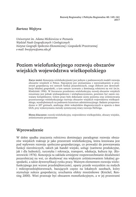 PDF Poziom wielofunkcyjnego rozwoju obszarów wiejskich województwa