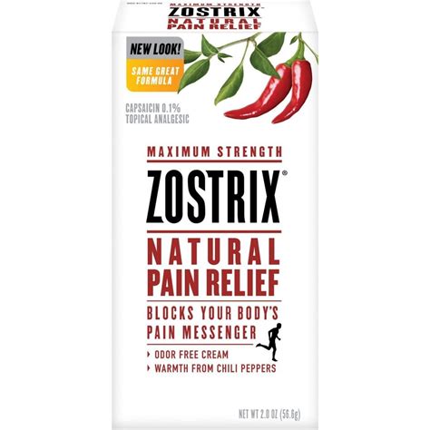 Zostrix Natural Pain Relief Cream Maximum Strength - 2 Oz