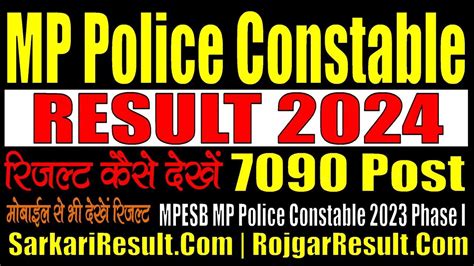 MPESB MP Police Constable 2023 Phase I Result 2024 For 7090 Post