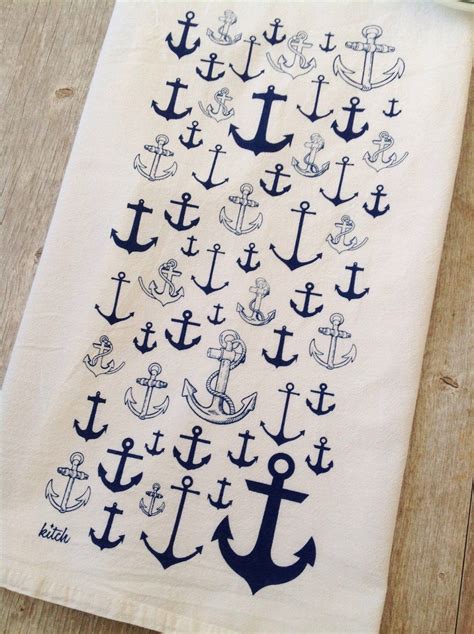 Anchor Kitchen Towel Nautical Tea Towels Summer Kitchen Etsy Tea