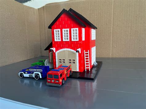 The Fire House Fire Station Diorama Display Compatible With Hot Wheels Matchbox MINI GT And