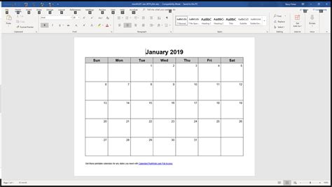 Microsoft Word Calendar – Printable Template Calendar