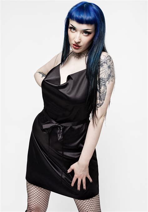 Medeina Cowl Neck Belted Satin Mini Dress Midnight Black Disturbia