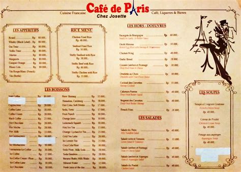 Carta De Caf De Paris Chez Josette Yakarta