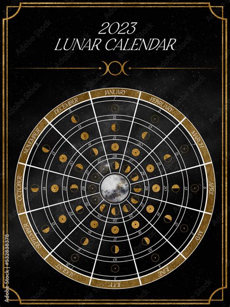 Illustrazione Stock Round Lunar Calendar Southern Hemisphere