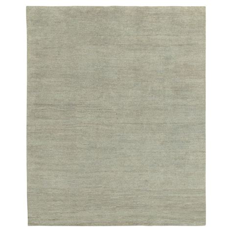 Rug and Kilim’s Contemporary Textural Rug in Gray and Blue Striae