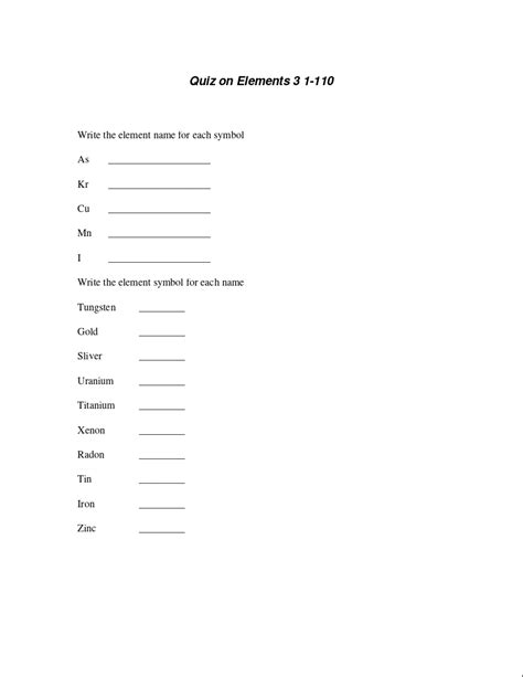 Periodic Table Of The Elements Quiz Compare Price | www.pinnaxis.com