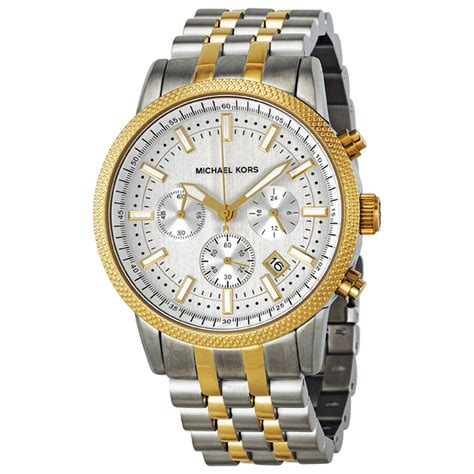 Michael Kors Scout Silver Dial Chronograph Two Tone Men S Watch Mk8238 691464875756 Watches