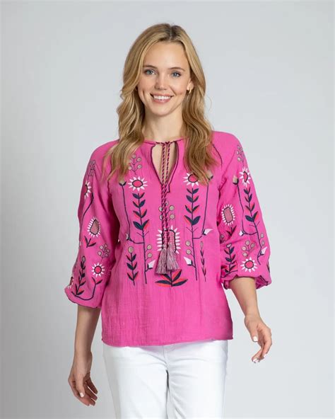 APNY Abstract Floral Embroidered Peasant Top Coyote Moon