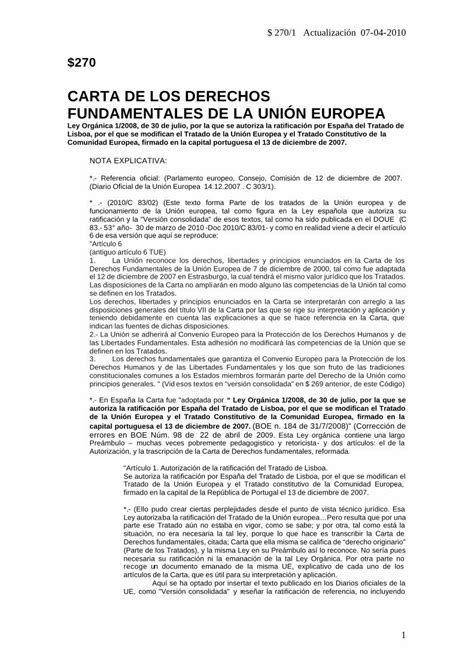 Pdf Carta De Los Derechos Fundamentales De La Uni N Derechos