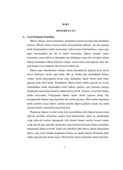 PENDAHULUAN Analisis Penggunaan Disfemia Pada Rubrik Gagasan Surat