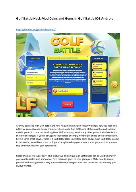 Golf Battle Hack Mod Coins and Gems in Golf Battle iOS Android by golf ...