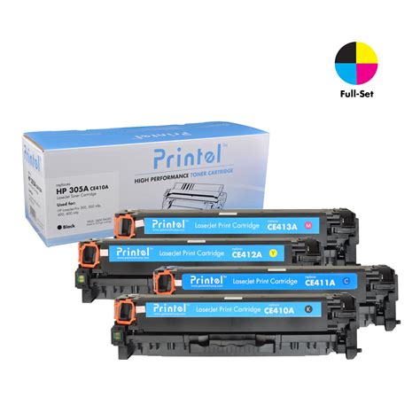 Hp 305a Set Of 4 Laser Toner Cartridges Includes 1 Ce410a Black 1 Ce411a Cyan 1 Ce412a Yellow