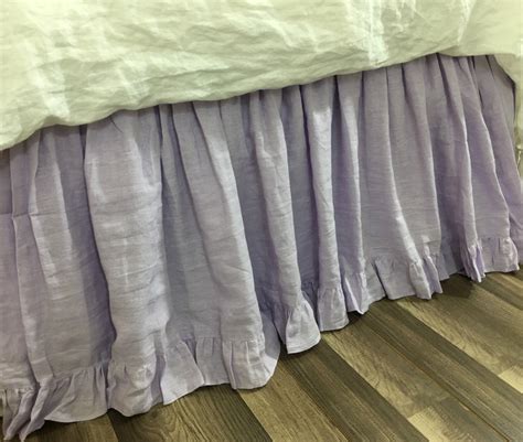 Lavender Linen Bed Skirt with Ruffle Hem, Romantic and Pretty!