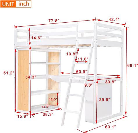 SIYSNKSI Cama tipo loft multifunción de tamaño individual con escalera