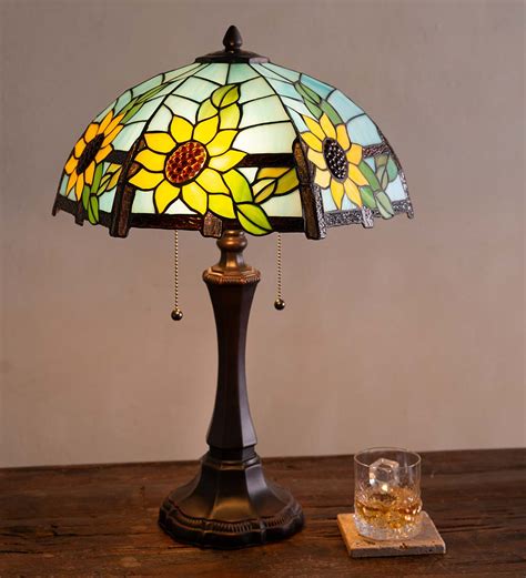 Tiffany Style Stained Glass Sunflower Themed Table Lamp Atelier Yuwa