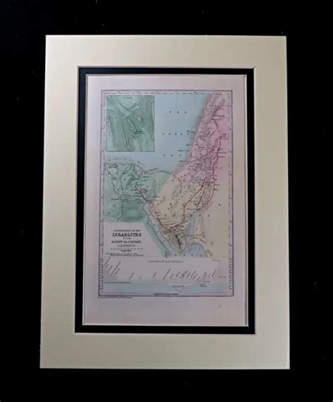 Antique Map Of Exodus Jews Israelites Egypt Israel Hand Coloured