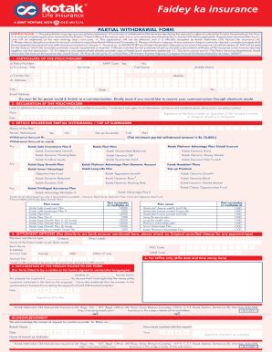 Fillable Online Kotak Mahindra Partial Withdraw Instruction Form Fax