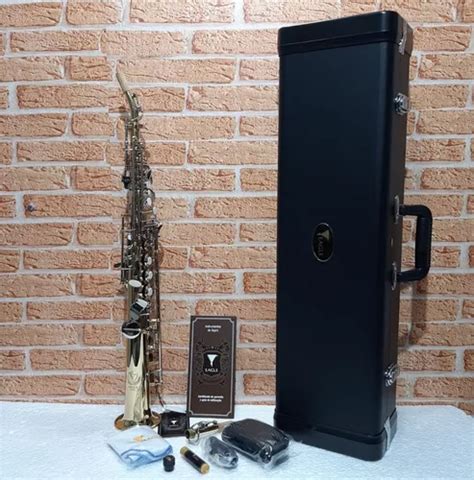 Sax Soprano Eagle Sib Sp 502 Ln Laqueado niquelado Completo Frete grátis