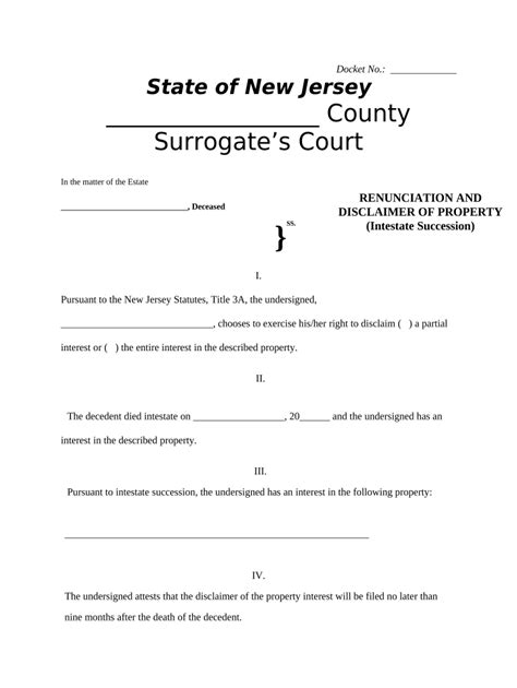 New Jersey Succession Doc Template Pdffiller