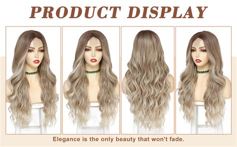 NAYOO Long Ombre Dirty Blonde Wavy Wig For Women 26 Inch Middle Part