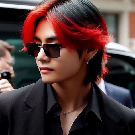 A Man With Red Hair And Sunglasses Walking Down The Street