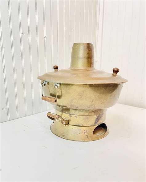 Korean Hot Pot Brass Cooker Vintage Warmer Serving Pan Etsy