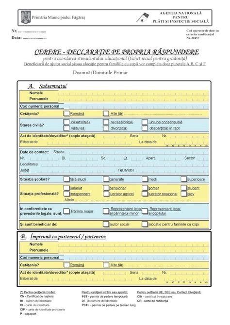 PDF CERERE DECLARAŢIE PE PROPRIA RĂSPUNDERE În conformitate