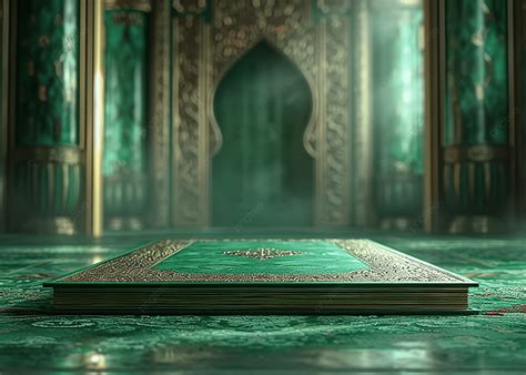 Quran In The Mosque Background, Quran, Mosque, Green Background Image ...