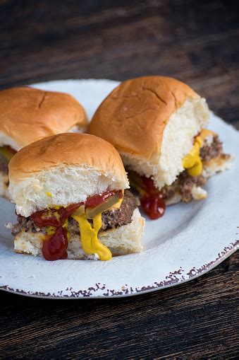 Mini Burgers Sliders Stock Photo - Download Image Now - American Culture, Beef, Bread - iStock