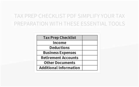 Tax Prep Checklist Pdf Simplify Your Tax Preparation With These