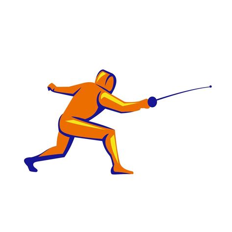 Fencing Thrust Side View Retro 12391459 Vector Art at Vecteezy