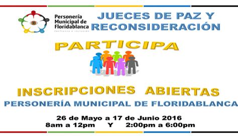 Personeria de Floridablanca Convocatoria Jueces de Paz y Reconsideración