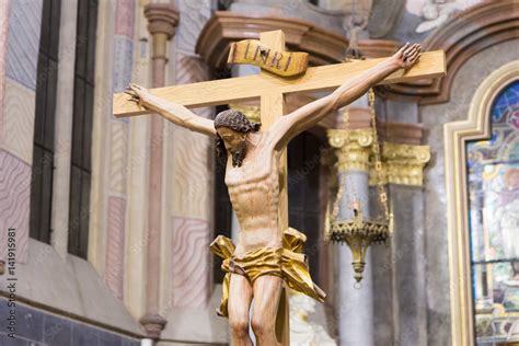 The Statue Of The Body Of Jesus Christ Hanged On The Cross In The