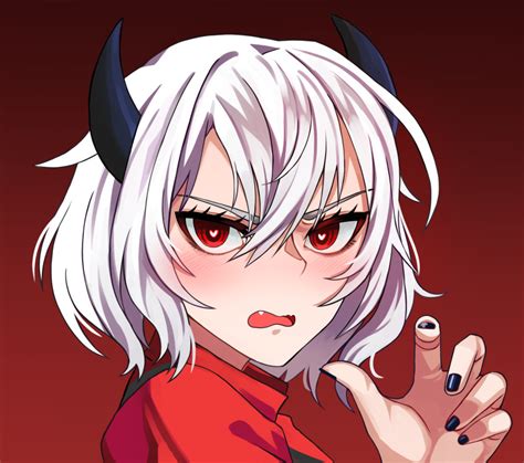 Safebooru 1girl Black Nails Blush Demon Demon Girl Demon Horns Fang