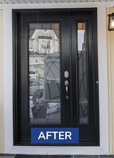 Single Black Entry Door With Sidelites Replacement In North York