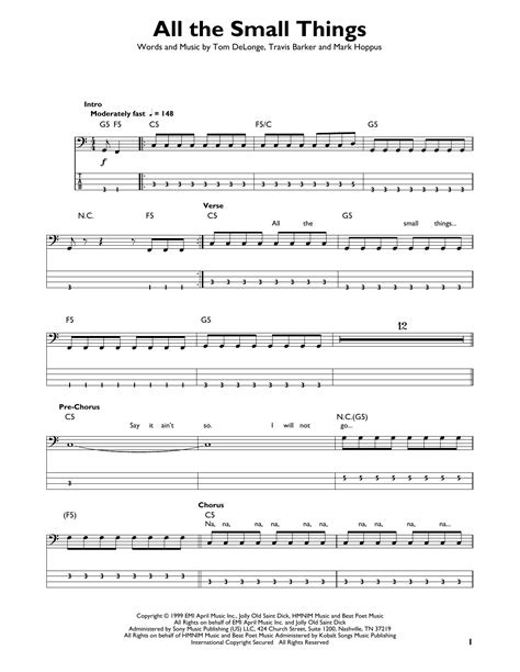 All The Small Things by Blink 182 - Easy Bass Tab - Guitar Instructor