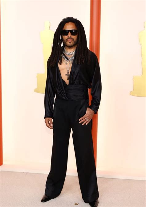 Lenny Kravitz Wears Sheer Silver Chainmail Top Grammy 2022