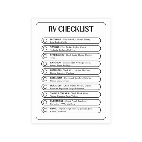 Rv Checklist Printable Checklist For Rv Travel Trailer New Motorhome T Rving For Dummies