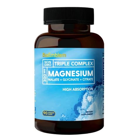 Triple Magnesium Complex 300mg Of Magnesium Glycinate Malate And Citrate For Muscle Relaxation