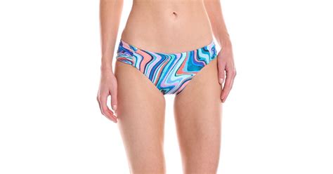 La Blanca Cove Side Shirred Hipster Bikini Bottom In Blue Lyst