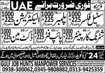 Docket Man Pipe Fitter Jobs In Uae Job Advertisement Pakistan