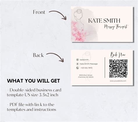 Massage Therapist Business Card Template I Esthetician Etsy