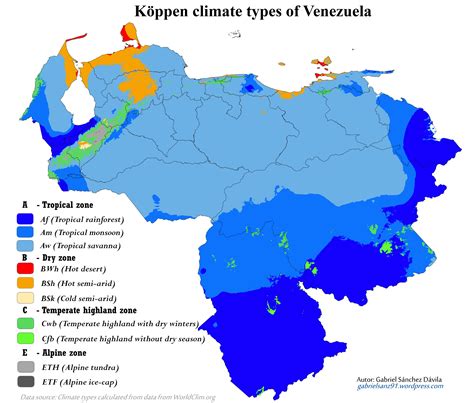 Venezuela clima mapa Mapa da venezuela clima América do Sul Américas