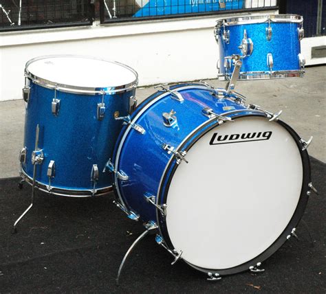 Ludwig Ludwig Shell Pack From The 70s 1970s Blue Sparkle Drum For Sale